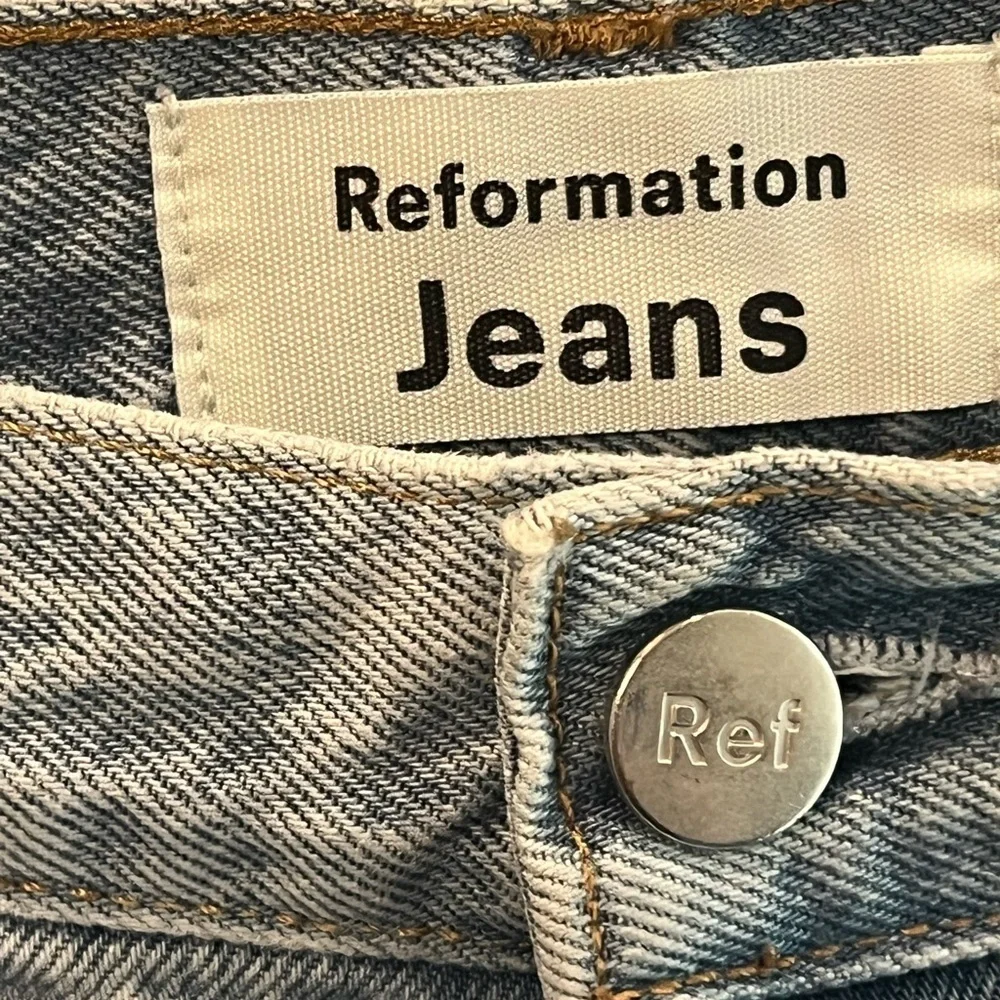 Reformation Womens Hanna‎ Mid Rise Relaxed Largo Destroyed Wash Jeans Size 26